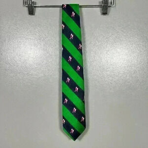 VINTAGE 90s BARRY KORMAN Santa Christmas Festive Striped Tie 53" x 3.25"